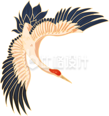 黄色国潮风鹤插画