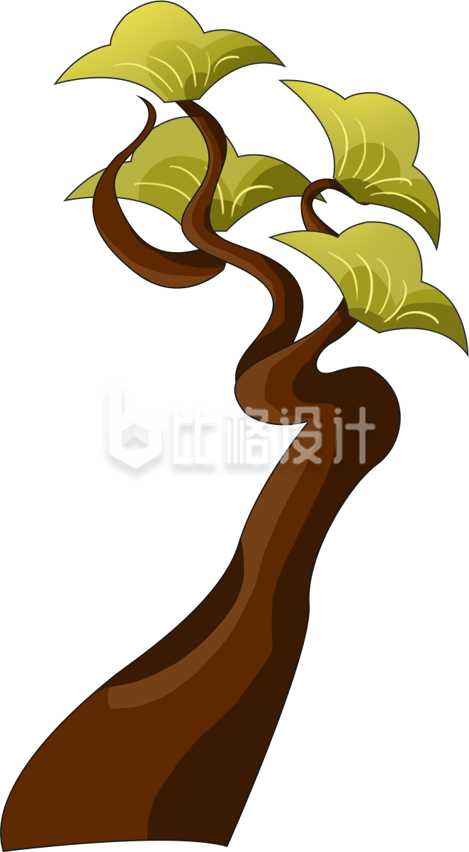 棕色手绘风松树插画自然春天