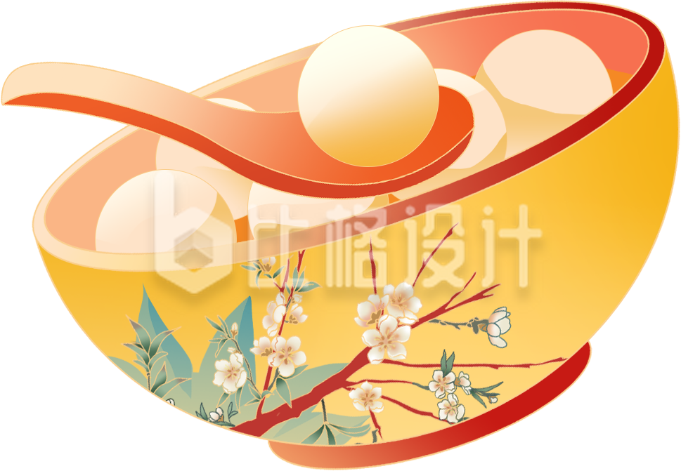 黄色手绘风春季新年汤圆冬至 黄色手绘风春季新年汤圆冬至