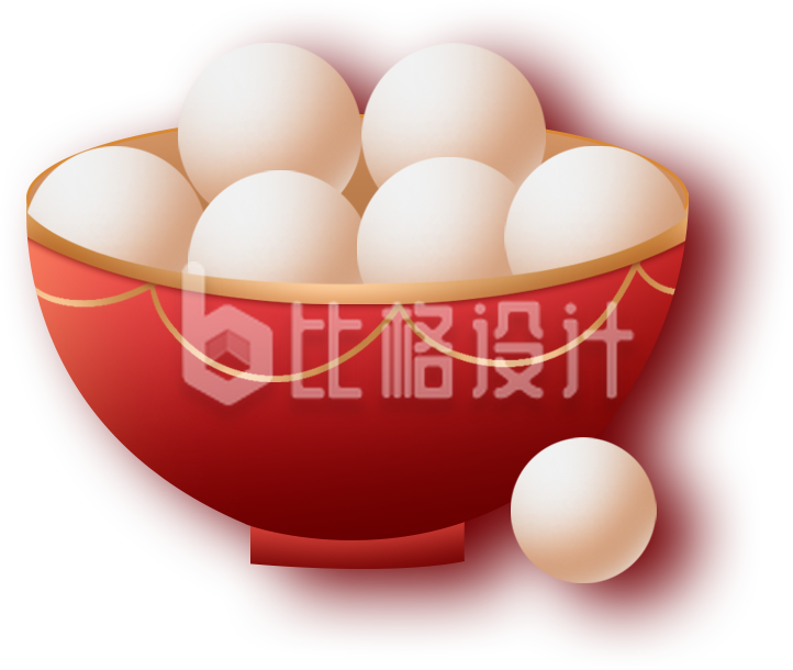 红色手绘风元宵节春节汤圆手绘