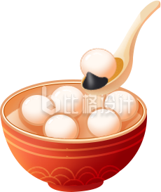 红色可爱汤圆插画新年春节冬至