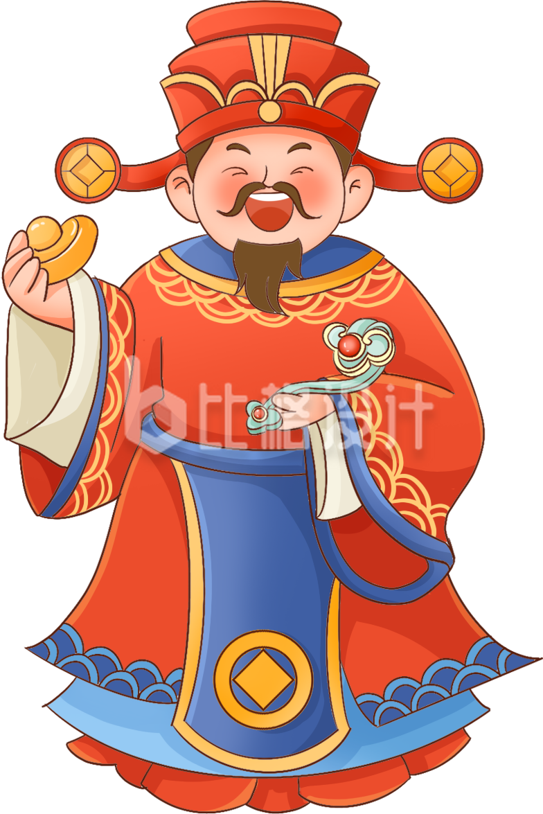红色新年年俗财神插画