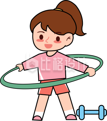 红色可爱女孩健身插画