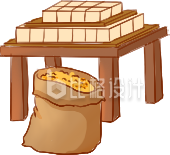 黄色手绘风做豆腐插画腊月习俗