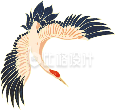 黑色国潮分白鹤插画国庆节