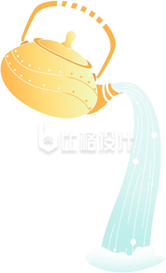 黄色手绘风水壶插画