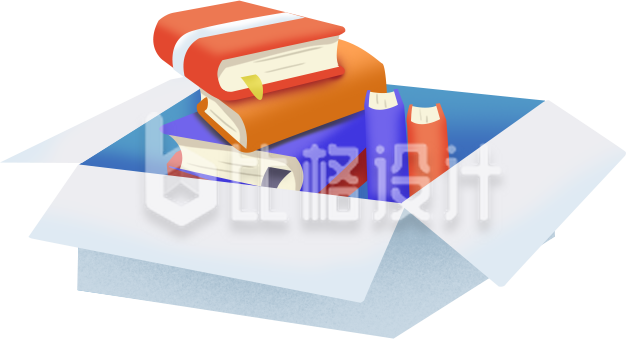 纸箱插画学习招生书籍培训开学