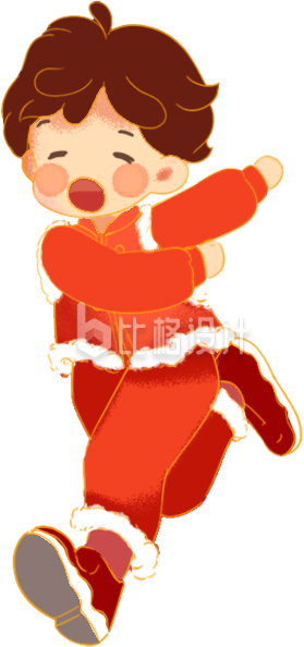 红色可爱男孩跑步插画