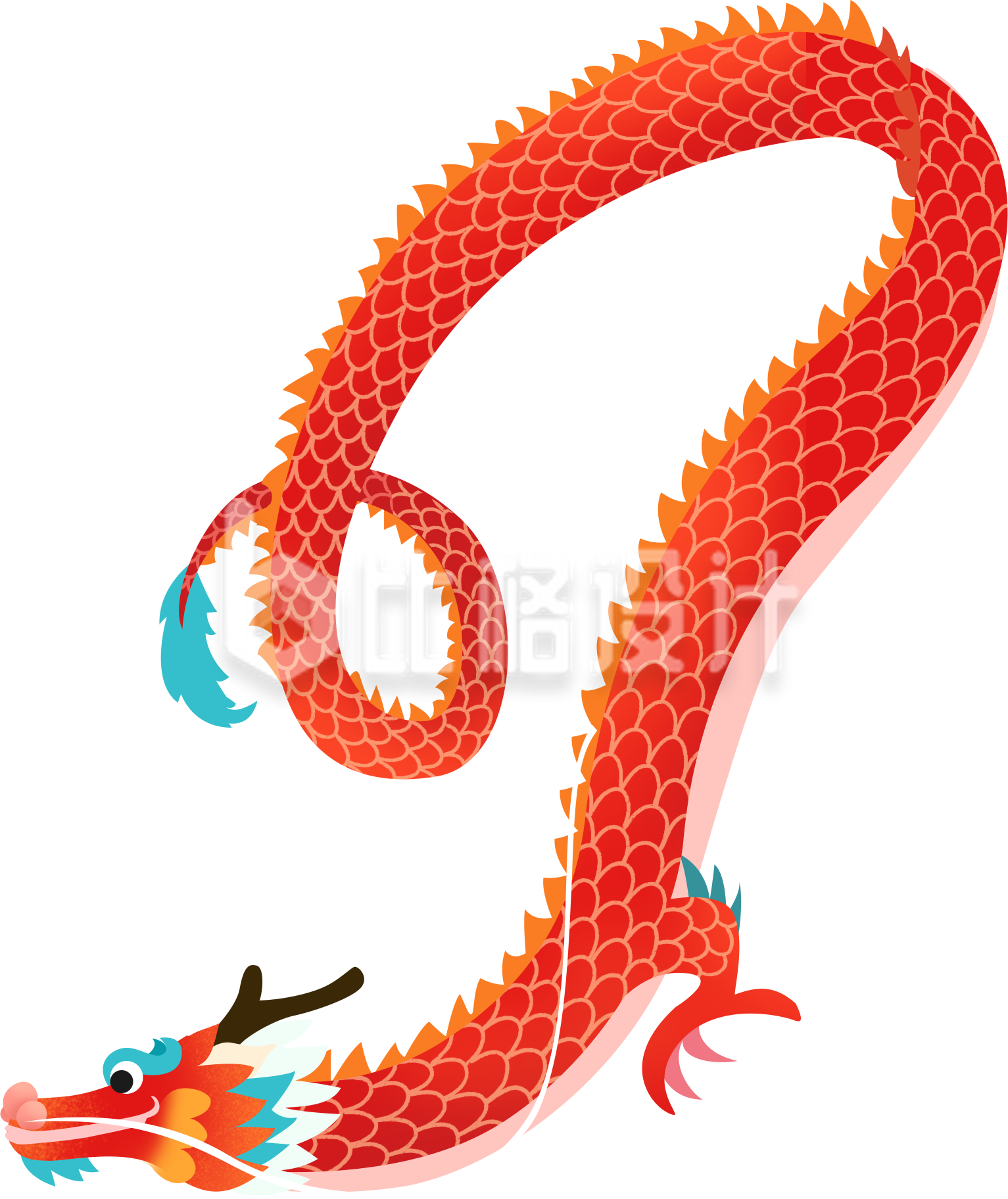 红色手绘风插画龙年