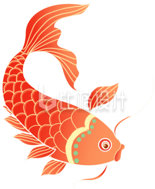 橙色手绘风插画锦鲤好运插画