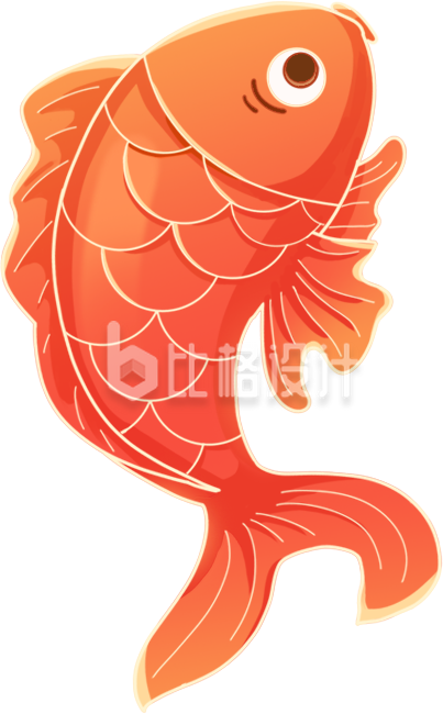 橙色手绘风锦鲤好运插画