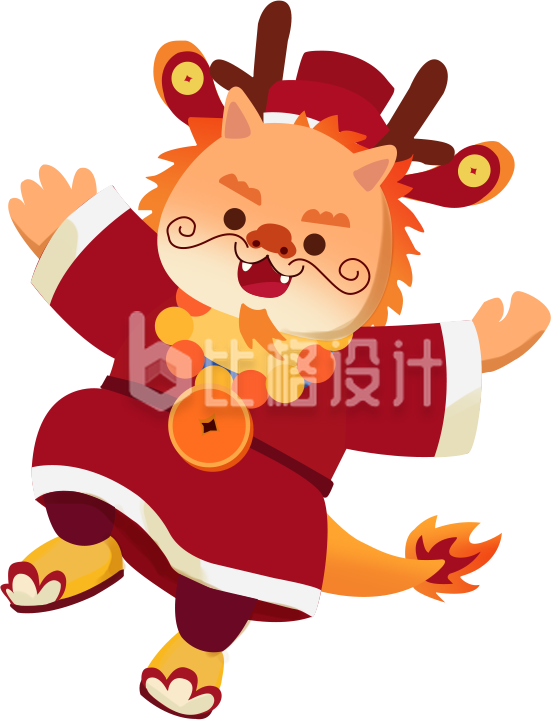 红色手绘风龙年插画