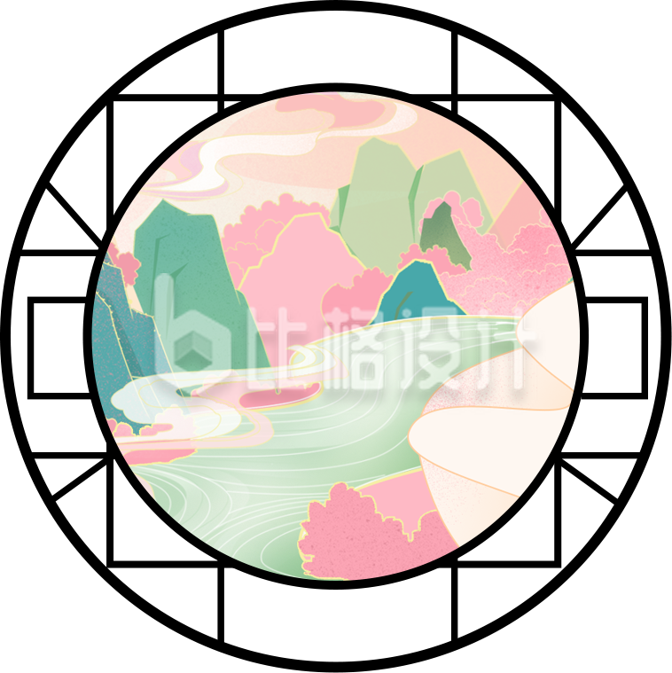 绿色手绘风清春天窗格