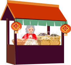 红色手绘风集市鸡蛋插画