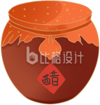 红色手绘风醋坛子插画