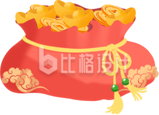 红色手绘风钱袋插画