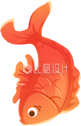 橙色手绘风锦鲤插画