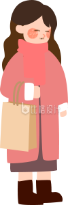 粉色手绘风女生插画