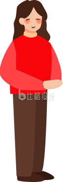 红色可爱女生新年插画