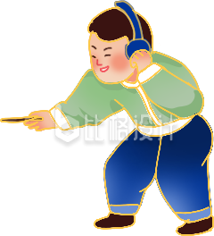 绿色可爱小男孩插画
