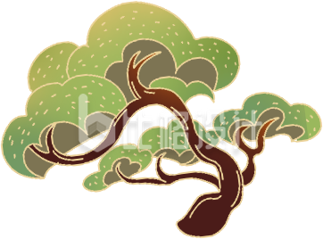 绿色手绘风大树松树插画
