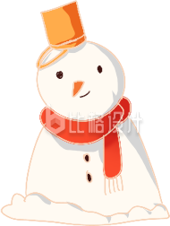 白色手绘雪人插画