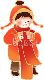 橙色手绘风可爱小男孩插画 橙色手绘风可爱小男孩插画