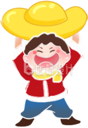 红色手绘风插画男孩