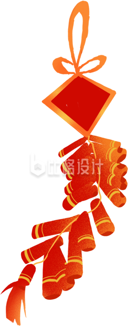 红色喜庆传统鞭炮插画春节新年庆祝