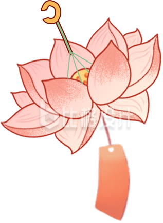 粉色手绘风花灯祝福插画元宵节