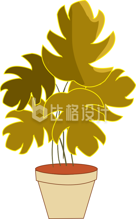 绿色手绘风盆栽绿植插画