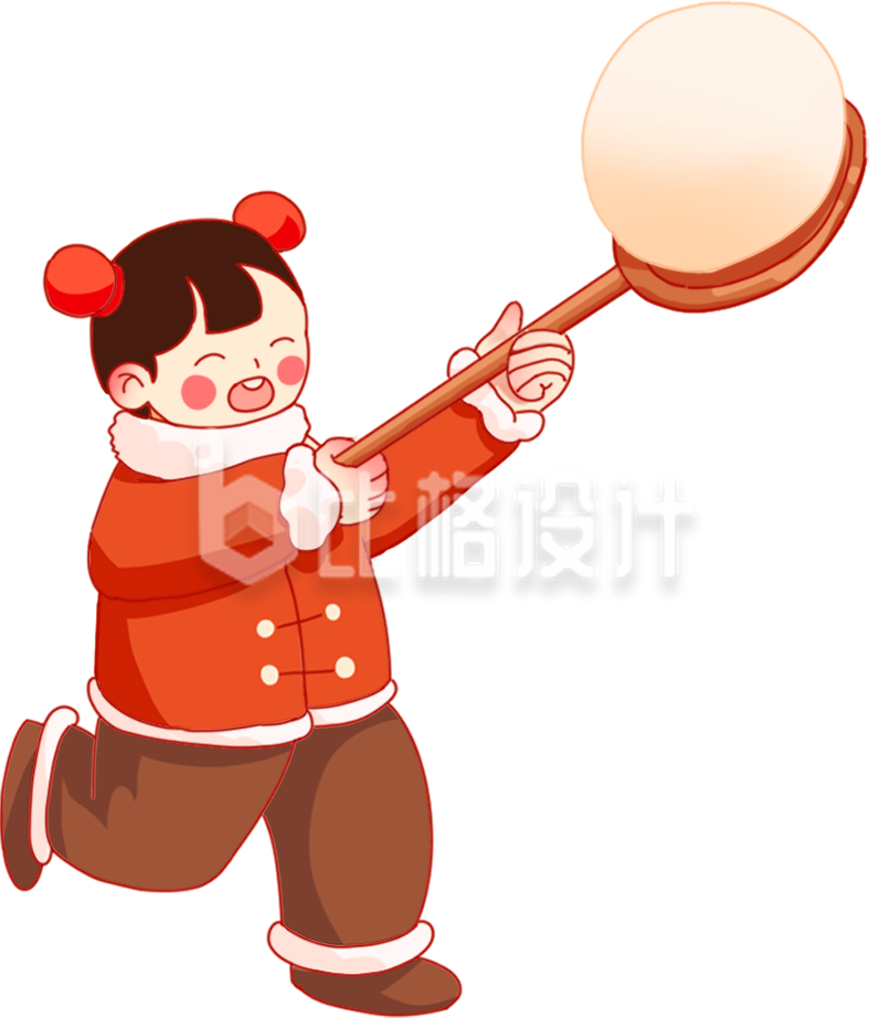 红色手绘风女孩元宵节立冬冬至插画 红色手绘风女孩元宵节立冬冬至插画