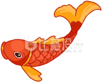 橙色手绘风锦鲤好运插画