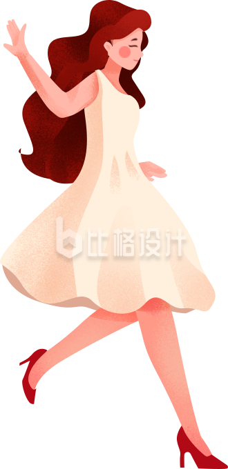 黄色手绘风女生插画时尚穿搭