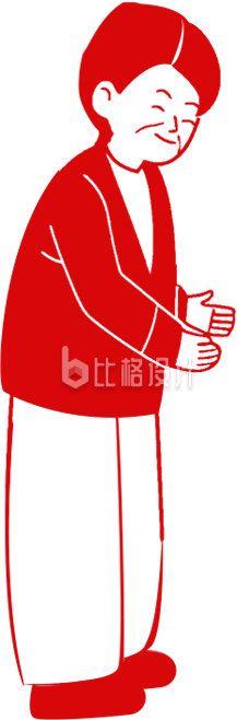 红色手绘风老奶奶拜年插画春节
