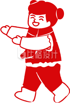红色手绘风女孩插画春节新年