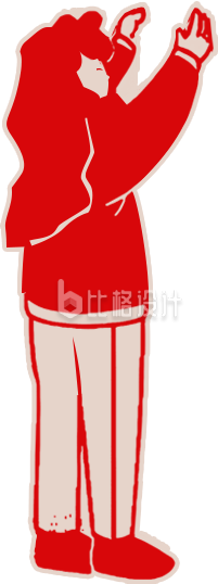红色手绘风女生插画春节新年