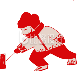 红色手绘风喜庆男孩放鞭炮插画