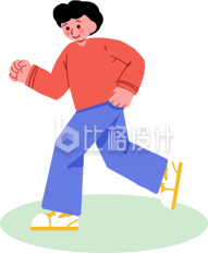 可爱男孩跑步插画