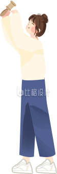 黄色手绘风女孩插画放风筝春天春游