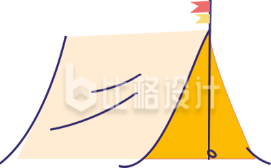 黄色手绘风帐篷插画