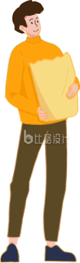 黄色手绘风男孩插画