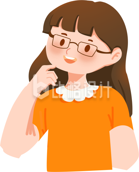 黄色手绘风可爱女孩插画