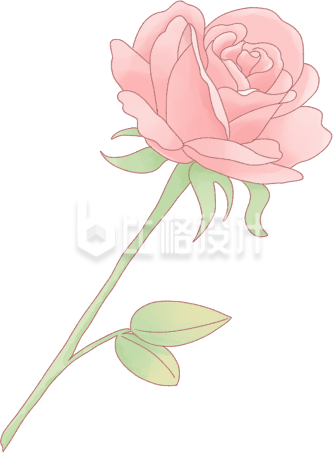 粉色手绘风玫瑰花朵情人节表白花店促销