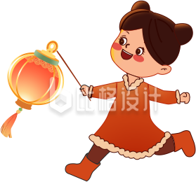 红色手绘风女生插画春节新年