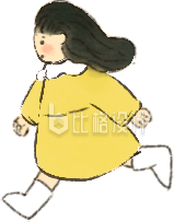黄色手绘风女孩奔跑插画