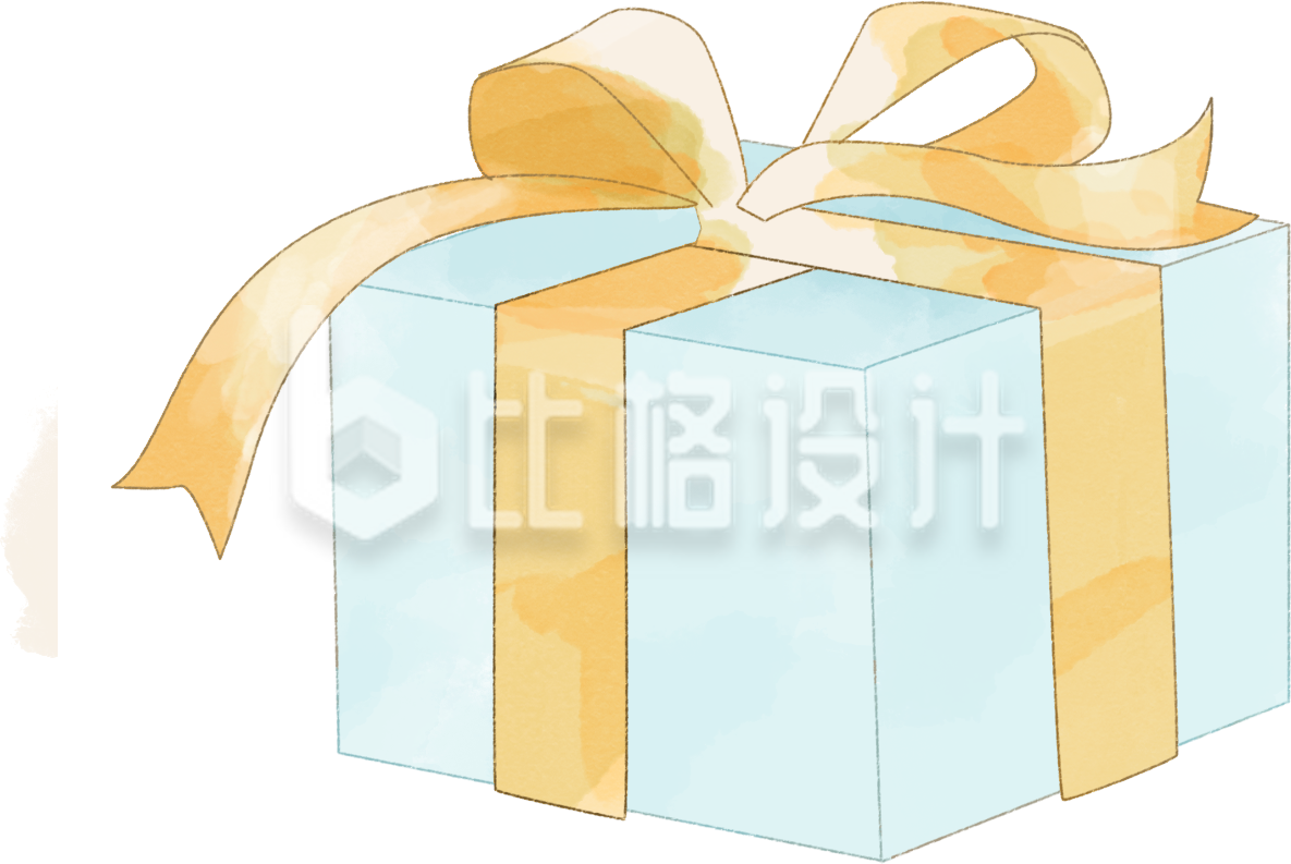 蓝色手绘风礼盒插画