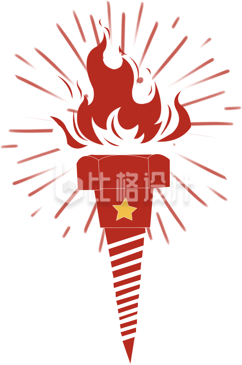 红色手绘风火炬插画