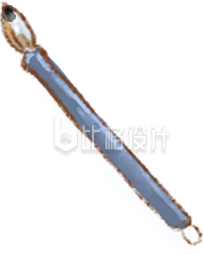 蓝色手绘风毛笔插画传统节日书法