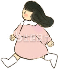 粉色手绘风跑步插画